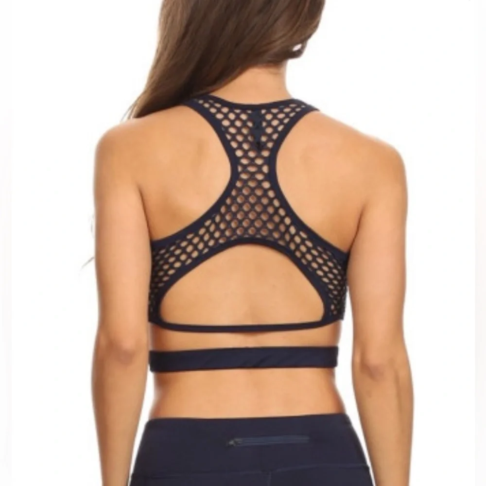 Navy Blue Sports Bra with Mesh Back